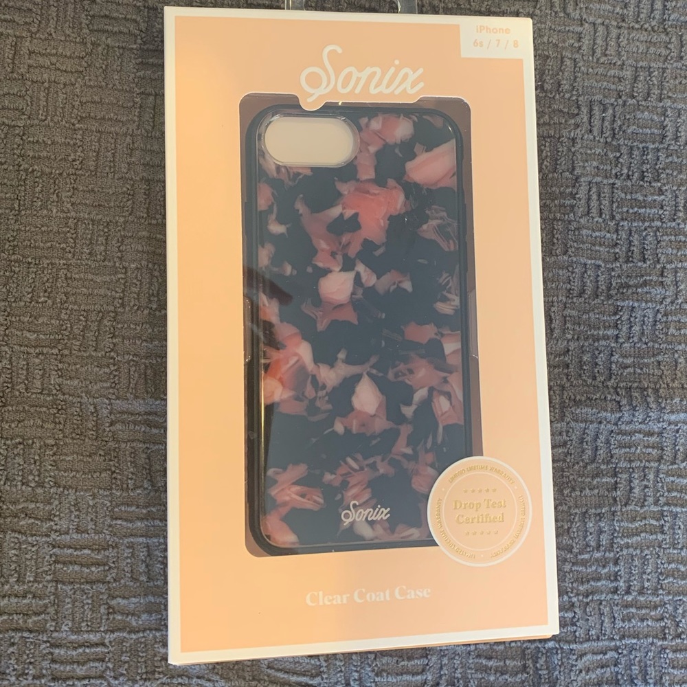 iPhone 7 sonix black and pink tortoise shell case